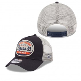 Men's Detroit Tigers Navy 2023 Spring Training Patch A-Frame Trucker 9FORTY Snapback Hat