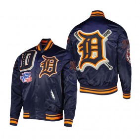 Men's Detroit Tigers Pro Standard Navy Mash Up Satin Full-Snap Jacket
