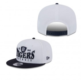 Men's Detroit Tigers White Navy Crest 9FIFTY Snapback Hat