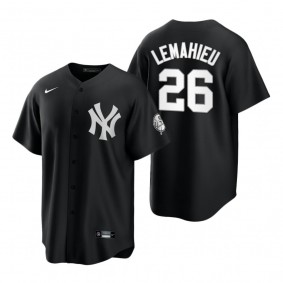New York Yankees DJ LeMahieu Nike Black White 2021 All Black Fashion Replica Jersey