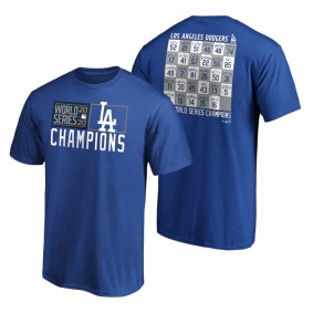 Los Angeles Dodgers Royal 2020 World Series Champions Jersey Roster T-Shirt