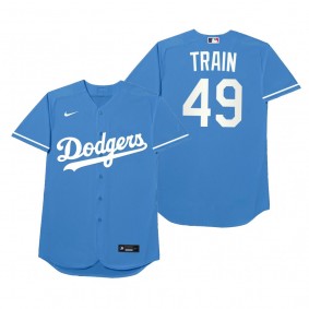 Los Angeles Dodgers Blake Treinen Train Royal 2021 Players' Weekend Nickname Jersey