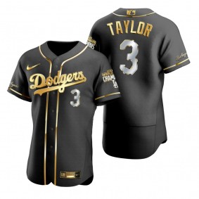 Los Angeles Dodgers Chris Taylor Black 2020 World Series Champions Gold Edition Jersey