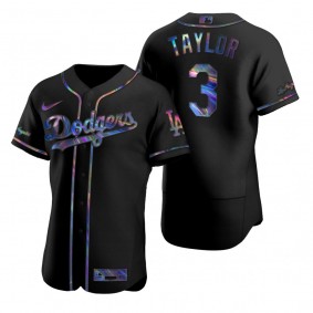 Los Angeles Dodgers Chris Taylor Nike Black Authentic Holographic Golden Edition Jersey