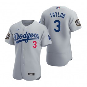 Men's Los Angeles Dodgers Chris Taylor Nike Gray 2020 World Series Authentic Jersey
