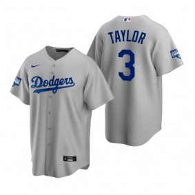 Men's Los Angeles Dodgers Chris Taylor Gray 2020 World Series Champions Replica Jersey