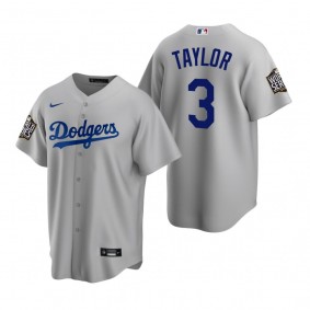 Men's Los Angeles Dodgers Chris Taylor Gray 2020 World Series Replica Jersey