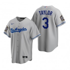 Men's Los Angeles Dodgers Chris Taylor Gray 2020 World Series Replica Road Jersey