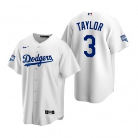 Men's Los Angeles Dodgers Chris Taylor White 2020 World Series Champions Replica Jersey