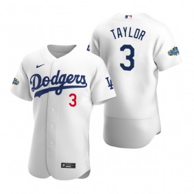 Los Angeles Dodgers Chris Taylor 2020 Home Patch White Authentic Jersey