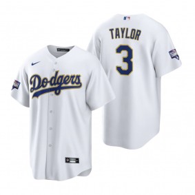 Los Angeles Dodgers Chris Taylor White Gold 2021 Gold Program Replica Jersey