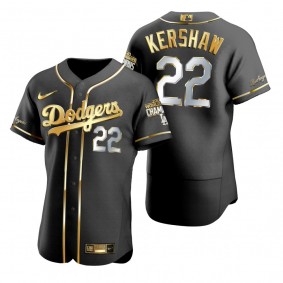 Los Angeles Dodgers Clayton Kershaw Black 2020 World Series Champions Gold Edition Jersey