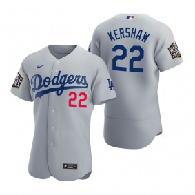 Men's Los Angeles Dodgers Clayton Kershaw Nike Gray 2020 World Series Authentic Jersey
