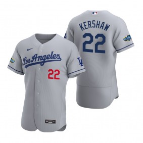 Los Angeles Dodgers Clayton Kershaw 2020 Road Patch Gray Authentic Jersey