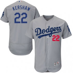 Male Los Angeles Dodgers Clayton Kershaw #22 Gray Collection Flexbase Player Jersey