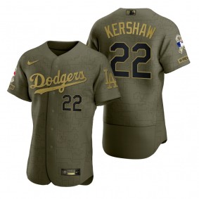 Los Angeles Dodgers Clayton Kershaw Green 2021 Salute to Service Digital Camo Jersey
