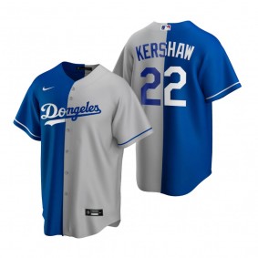 Los Angeles Dodgers Clayton Kershaw Royal Gray Split Replica Jersey