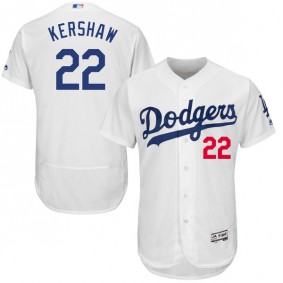 Male Los Angeles Dodgers #22 Clayton Kershaw White Flexbase Collection Jersey