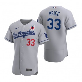 Men's Los Angeles Dodgers David Price Nike Gray Negro Leagues Authentic Jersey