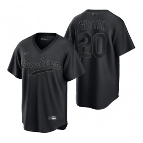 Brooklyn Dodgers Don Sutton Fashion Replica Black Pitch Black Jersey