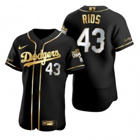 Los Angeles Dodgers Edwin Rios Black 2020 World Series Champions Golden Limited Jersey