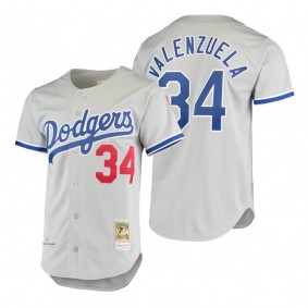 Los Angeles Dodgers Fernando Valenzuela Authentic Gray Cooperstown Collection Jersey