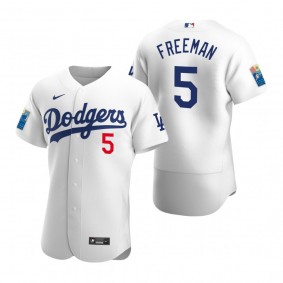Los Angeles Dodgers Freddie Freeman Authentic White Dodger Stadium 60th Anniversary Jersey