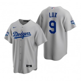 Men's Los Angeles Dodgers Gavin Lux Gray 2020 World Series Champions Replica Jersey