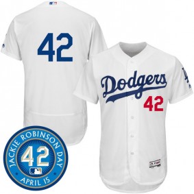 Male Los Angeles Dodgers #42 Jackie Robinson White Collection Flexbase Jersey