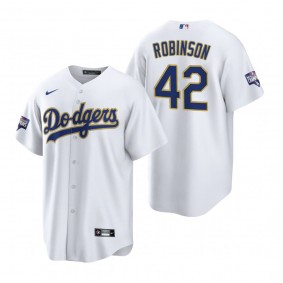 Los Angeles Dodgers Jackie Robinson White Gold 2021 Gold Program Replica Jersey