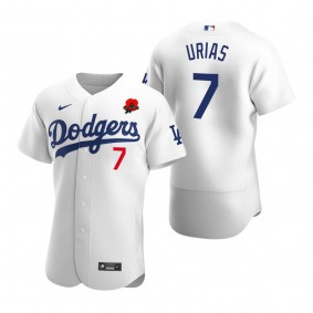 Los Angeles Dodgers Julio Urias Poppy Patch Authentic White Memorial Day Jersey