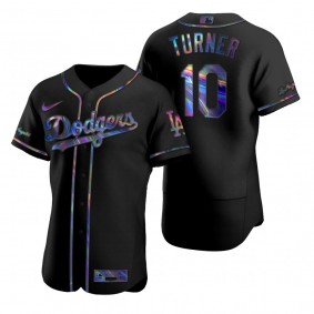Los Angeles Dodgers Justin Turner Nike Black Authentic Holographic Golden Edition Jersey
