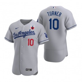 Men's Los Angeles Dodgers Justin Turner Nike Gray Negro Leagues Authentic Jersey