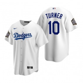 Men's Los Angeles Dodgers Justin Turner White 2020 World Series Replica Jersey