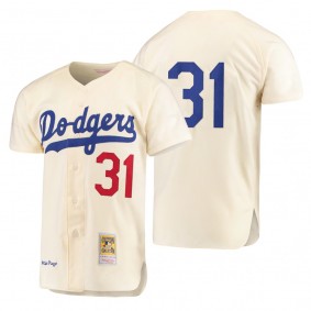 Brooklyn Dodgers Mike Piazza Cream Cooperstown Collection Authentic Jersey