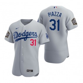 Men's Los Angeles Dodgers Mike Piazza Nike Gray 2020 World Series Authentic Jersey