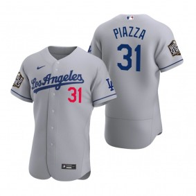 Los Angeles Dodgers Mike Piazza Nike Gray 2020 World Series Authentic Road Jersey