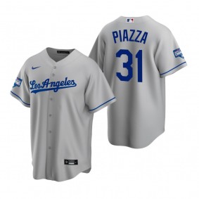 Men's Los Angeles Dodgers Mike Piazza Gray 2020 World Series Champions Road Replica Jersey