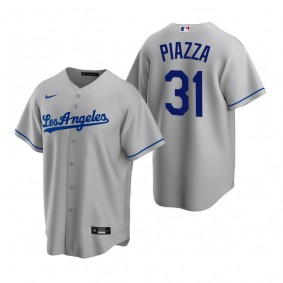 Men's Los Angeles Dodgers Mike Piazza Nike Gray Replica Road Jersey
