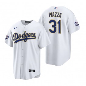 Los Angeles Dodgers Mike Piazza White Gold 2021 Gold Program Replica Jersey