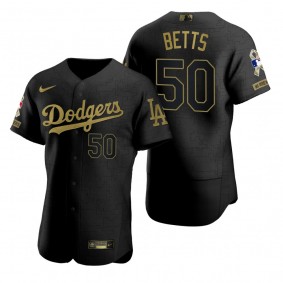 Los Angeles Dodgers Mookie Betts All Black 2021 Salute to Service Jersey