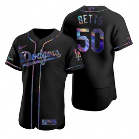 Los Angeles Dodgers Mookie Betts Nike Black Authentic Holographic Golden Edition Jersey