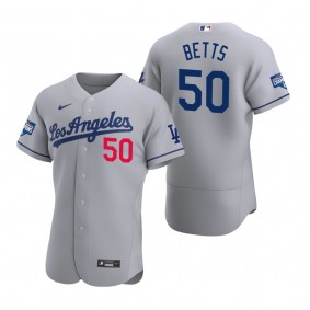 Los Angeles Dodgers Mookie Betts Gray 2020 World Series Champions Road Authentic Jersey