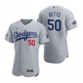 Los Angeles Dodgers Mookie Betts 2020 Alternate Patch Gray Authentic Jersey