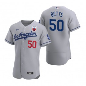 Men's Los Angeles Dodgers Mookie Betts Nike Gray Negro Leagues Authentic Jersey