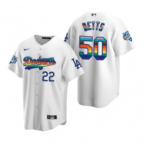Los Angeles Dodgers Mookie Betts White 2022 Pride Night LGBTQ Jersey