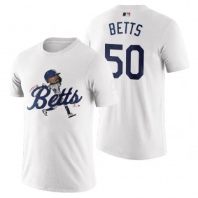 Dodgers Mookie Betts White Caricature T-Shirt