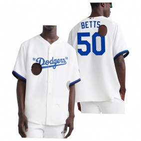 Los Angeles Dodgers Mookie Betts White Meteor Holes Jersey