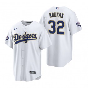 Los Angeles Dodgers Sandy Koufax White Gold 2021 Gold Program Replica Jersey