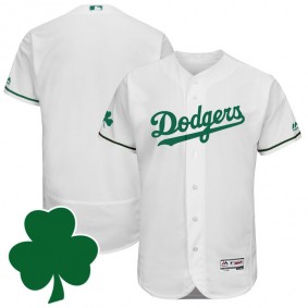 Male Los Angeles Dodgers St. Patricks Day White Celtic Flexbase Collection Jersey